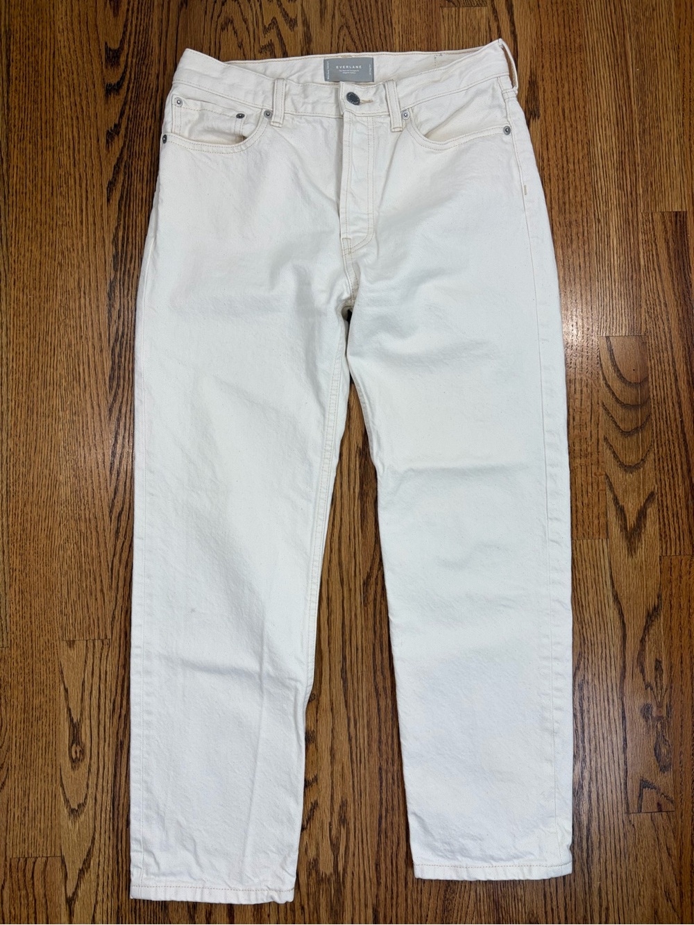 Everlane 100% Organic Cotton Button-Fly Relaxed Straight-Leg Jeans (26)